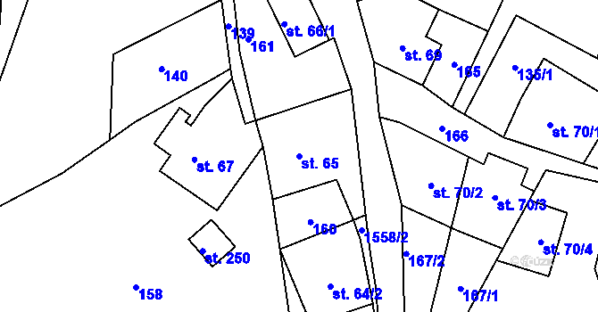 Parcela st. 65 v KÚ Bítouchov u Semil, Katastrální mapa