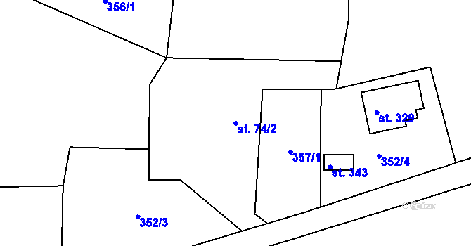 Parcela st. 74/2 v KÚ Bítouchov u Semil, Katastrální mapa