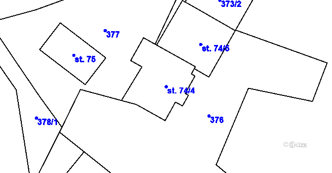 Parcela st. 74/4 v KÚ Bítouchov u Semil, Katastrální mapa