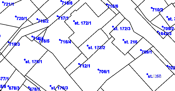 Parcela st. 172/2 v KÚ Bítouchov u Semil, Katastrální mapa