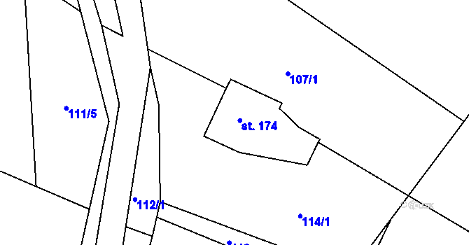 Parcela st. 174 v KÚ Bítouchov u Semil, Katastrální mapa