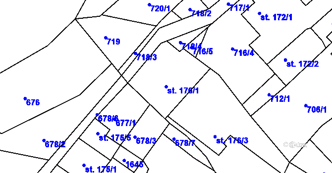 Parcela st. 176/1 v KÚ Bítouchov u Semil, Katastrální mapa