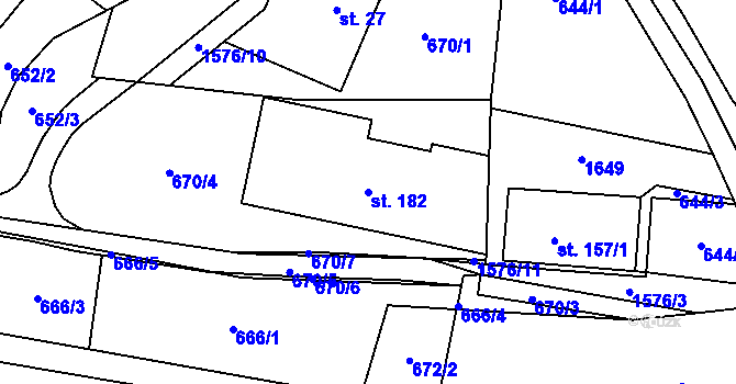 Parcela st. 182 v KÚ Bítouchov u Semil, Katastrální mapa