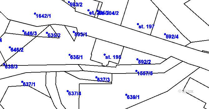 Parcela st. 195 v KÚ Bítouchov u Semil, Katastrální mapa