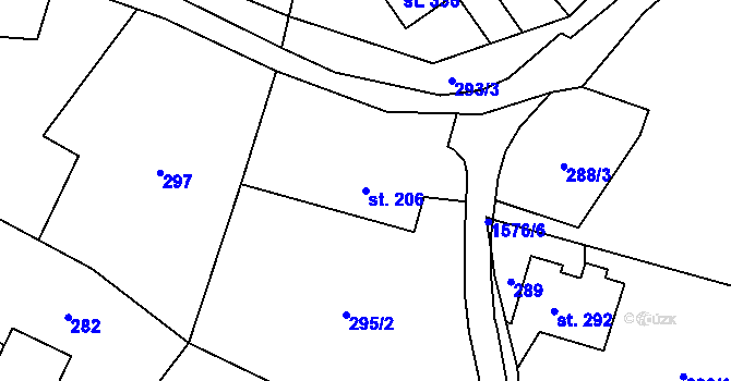 Parcela st. 206 v KÚ Bítouchov u Semil, Katastrální mapa