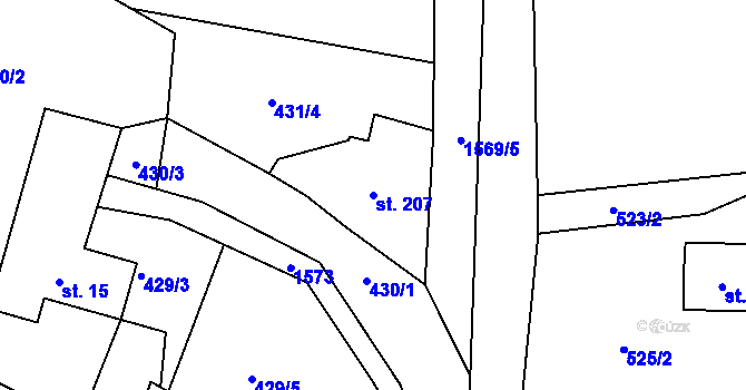 Parcela st. 207 v KÚ Bítouchov u Semil, Katastrální mapa
