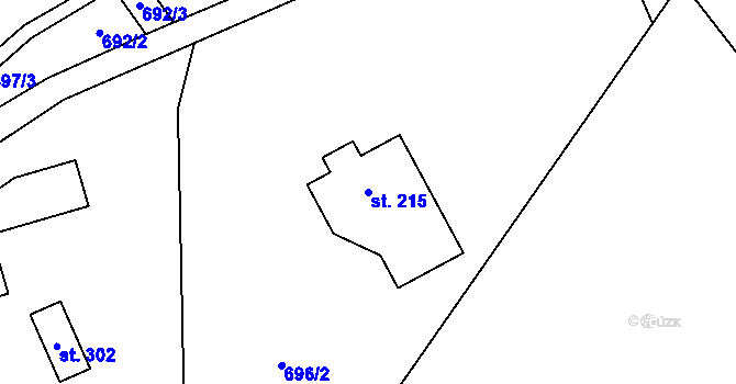 Parcela st. 215 v KÚ Bítouchov u Semil, Katastrální mapa