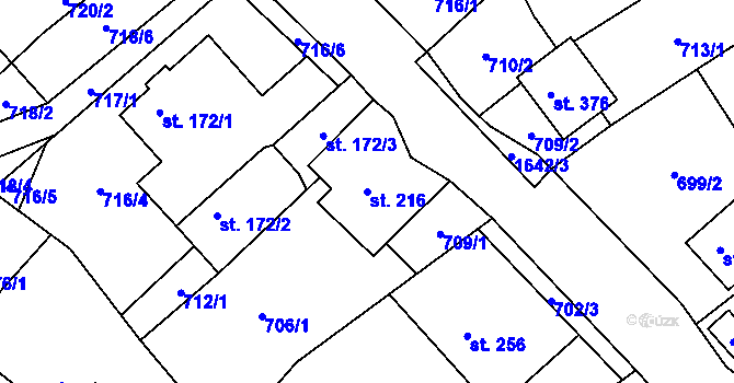 Parcela st. 216 v KÚ Bítouchov u Semil, Katastrální mapa