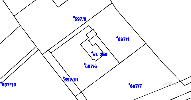 Parcela st. 259 v KÚ Bítouchov u Semil, Katastrální mapa