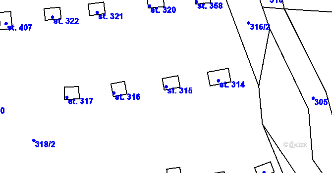 Parcela st. 315 v KÚ Bítouchov u Semil, Katastrální mapa