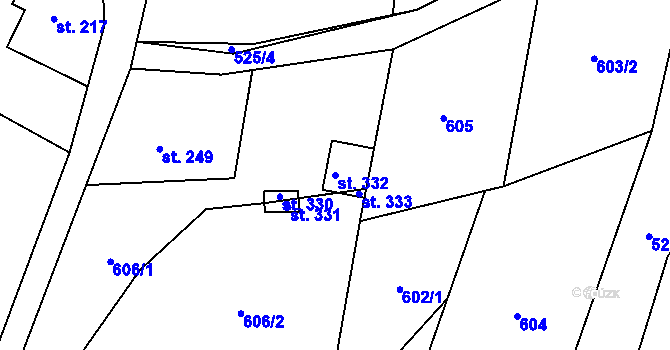 Parcela st. 332 v KÚ Bítouchov u Semil, Katastrální mapa