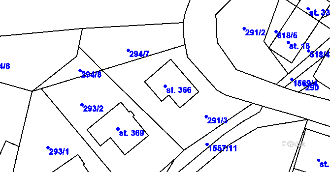 Parcela st. 366 v KÚ Bítouchov u Semil, Katastrální mapa
