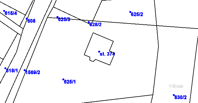 Parcela st. 374 v KÚ Bítouchov u Semil, Katastrální mapa