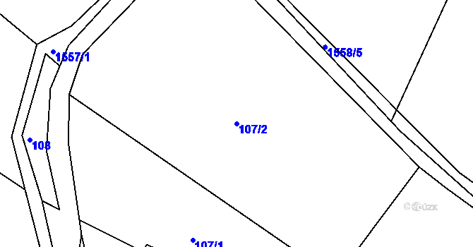 Parcela st. 107/2 v KÚ Bítouchov u Semil, Katastrální mapa