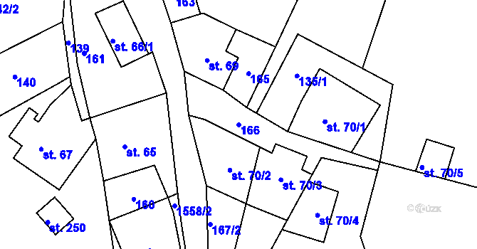 Parcela st. 166 v KÚ Bítouchov u Semil, Katastrální mapa