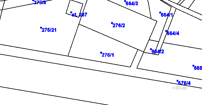 Parcela st. 276/1 v KÚ Bítouchov u Semil, Katastrální mapa