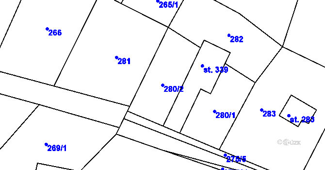 Parcela st. 280/2 v KÚ Bítouchov u Semil, Katastrální mapa