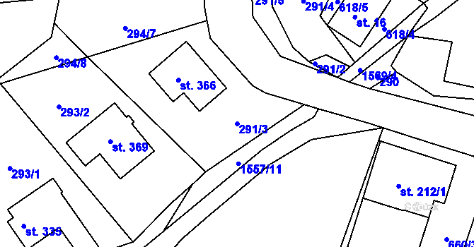 Parcela st. 291/3 v KÚ Bítouchov u Semil, Katastrální mapa