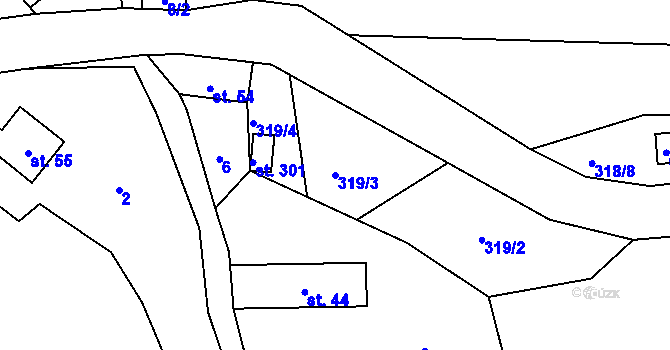Parcela st. 319/3 v KÚ Bítouchov u Semil, Katastrální mapa