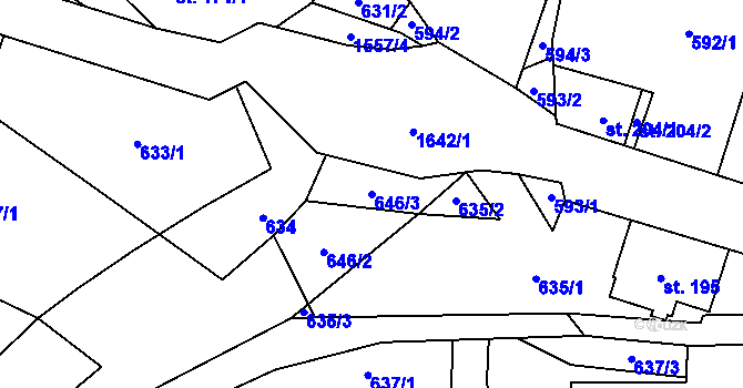 Parcela st. 646/3 v KÚ Bítouchov u Semil, Katastrální mapa