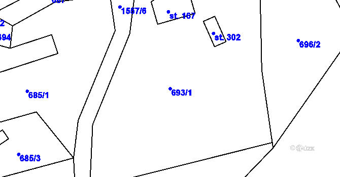 Parcela st. 693/1 v KÚ Bítouchov u Semil, Katastrální mapa