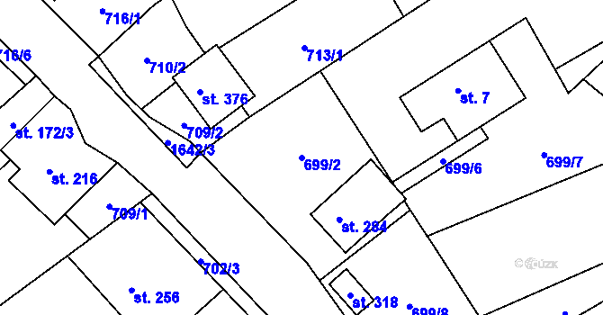 Parcela st. 699/2 v KÚ Bítouchov u Semil, Katastrální mapa
