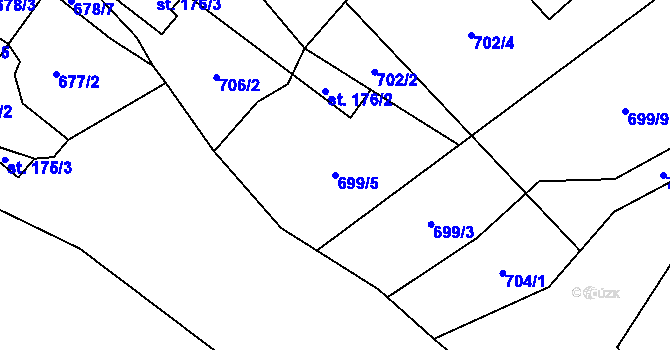 Parcela st. 699/5 v KÚ Bítouchov u Semil, Katastrální mapa