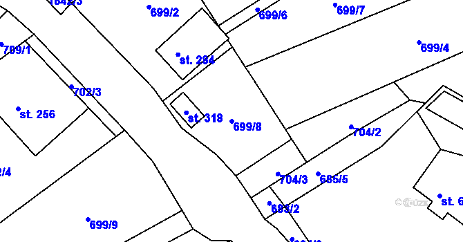 Parcela st. 699/8 v KÚ Bítouchov u Semil, Katastrální mapa