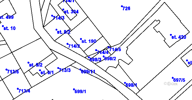 Parcela st. 714/4 v KÚ Bítouchov u Semil, Katastrální mapa