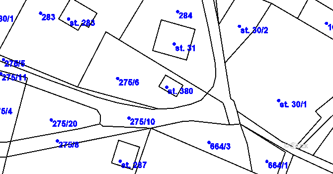 Parcela st. 380 v KÚ Bítouchov u Semil, Katastrální mapa