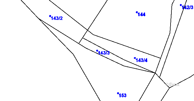 Parcela st. 143/3 v KÚ Bítouchov u Semil, Katastrální mapa