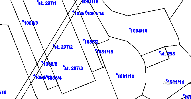 Parcela st. 1081/15 v KÚ Bítouchov u Semil, Katastrální mapa