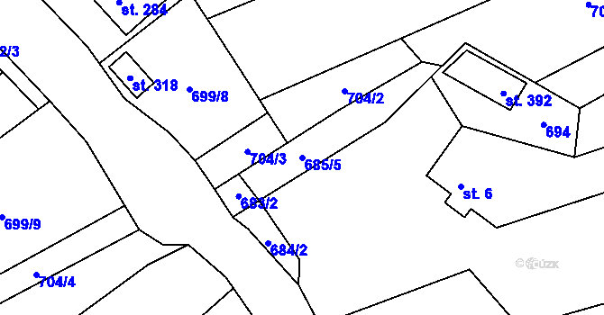 Parcela st. 685/5 v KÚ Bítouchov u Semil, Katastrální mapa