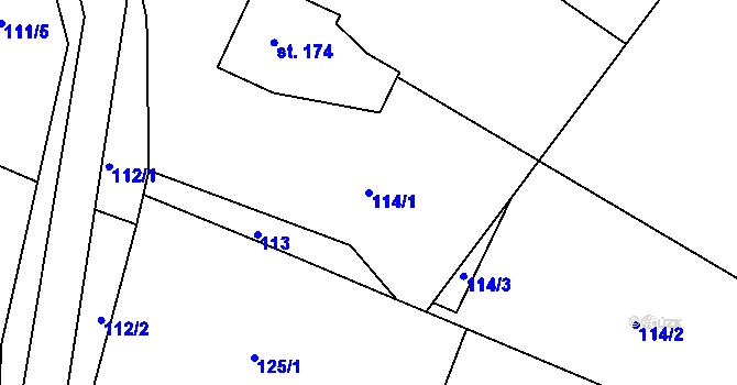 Parcela st. 114/1 v KÚ Bítouchov u Semil, Katastrální mapa