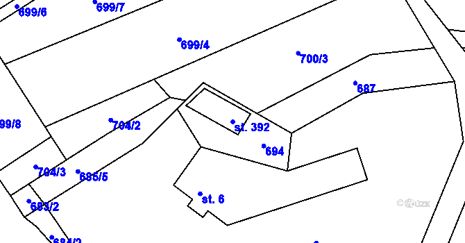Parcela st. 392 v KÚ Bítouchov u Semil, Katastrální mapa