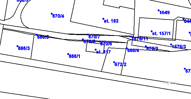 Parcela st. 417 v KÚ Bítouchov u Semil, Katastrální mapa