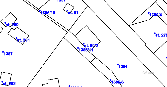 Parcela st. 90/2 v KÚ Spálov u Semil, Katastrální mapa