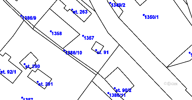 Parcela st. 91 v KÚ Spálov u Semil, Katastrální mapa