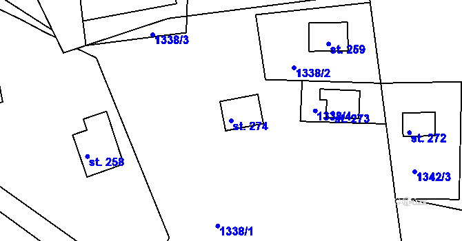 Parcela st. 274 v KÚ Spálov u Semil, Katastrální mapa