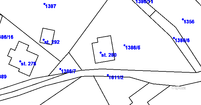 Parcela st. 280 v KÚ Spálov u Semil, Katastrální mapa