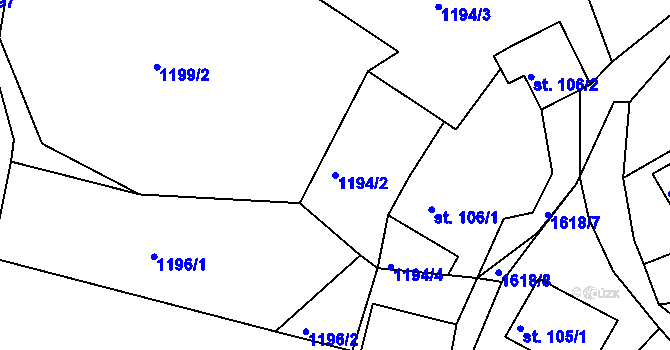 Parcela st. 1194/2 v KÚ Spálov u Semil, Katastrální mapa