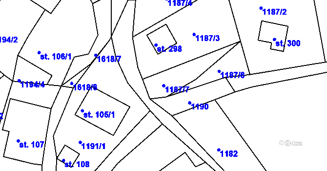 Parcela st. 1187/7 v KÚ Spálov u Semil, Katastrální mapa