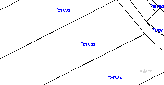 Parcela st. 217/33 v KÚ Semín, Katastrální mapa