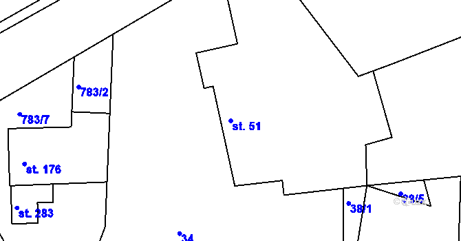 Parcela st. 51 v KÚ Semín, Katastrální mapa