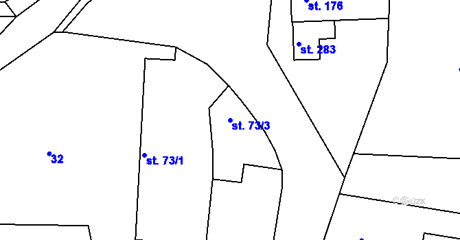 Parcela st. 73/3 v KÚ Semín, Katastrální mapa