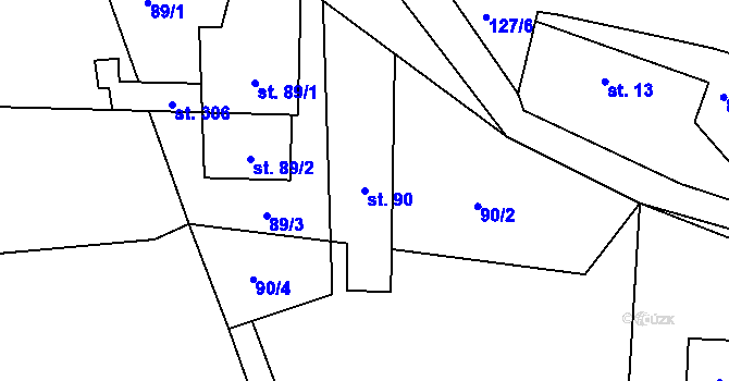 Parcela st. 90 v KÚ Semín, Katastrální mapa