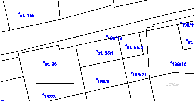 Parcela st. 95/1 v KÚ Semín, Katastrální mapa
