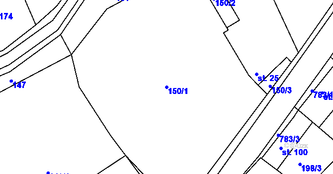 Parcela st. 150/1 v KÚ Semín, Katastrální mapa