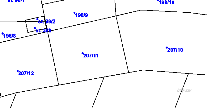 Parcela st. 207/33 v KÚ Semín, Katastrální mapa