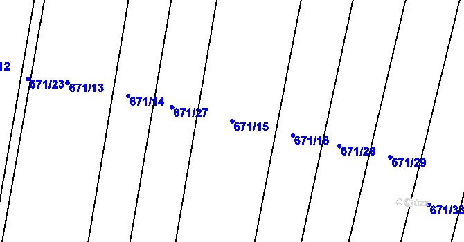 Parcela st. 671/15 v KÚ Semín, Katastrální mapa